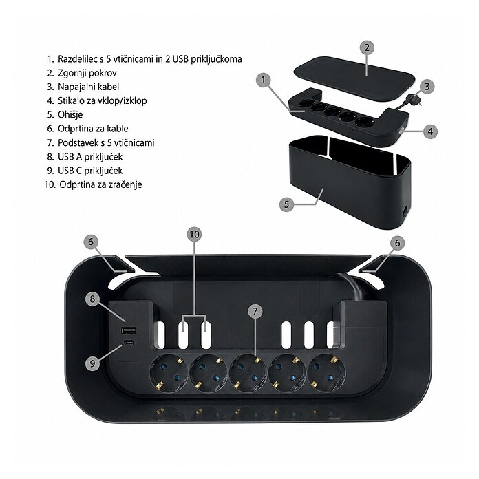 Organizator kabela  (Crna, Dužina kabela: 1,5 m) | BAUHAUS