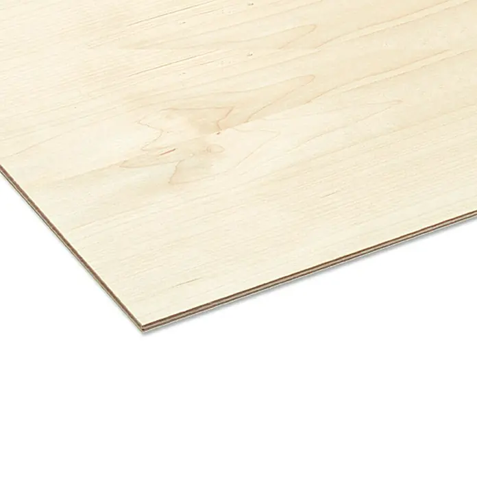 Flugzeugsperrholz nach Maß I - Birke, L x B: 1.550 x 1.550 mm, Stärke: 1 mm - Nahaufnahme einer hellen Holzplatte mit einer natürlichen Maserung, ideal für Tischlerarbeiten und Innenausbau.