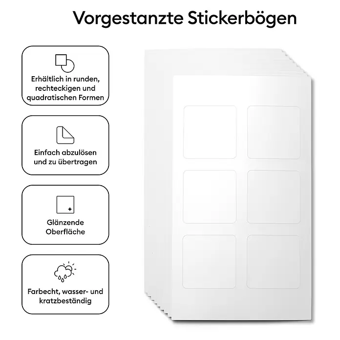 Cricut Drucker Stickerpix Print Essential-Bundle - Pastellblau, 19,8 x 8,9 x 12,7 cm - Weiße vorgestanzte Stickerbögen mit quadratischen Etiketten, glänzend und langlebig.