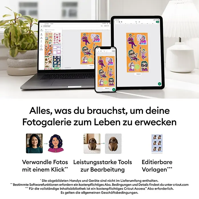 Cricut Drucker Stickerpix Print & Cut Essential-Bundle - Pastellblau, 28,7 x 20,3 x 10,4 cm - Designsoftware auf Laptop, Tablet und Smartphone zur Stickererstellung und Fotobearbeitung.