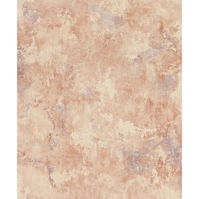 Rasch #followusaround Vliestapete - Terrakotta, Sonstiges, 10,05 x 0,53 m - Eine nahtlose, verwitterte Putzstruktur in Hellbraun und Beige mit subtilen violetten Untertönen.