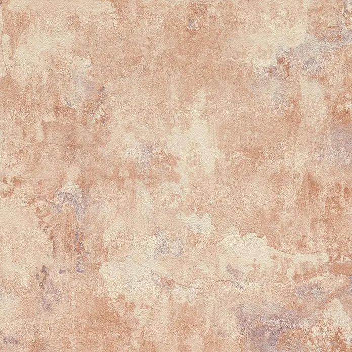 Rasch #followusaround Vliestapete - Terrakotta, Sonstiges, 10,05 x 0,53 m - Alter, strukturierter Wandbelag in Beige- und Rotorbrauntönen mit zarten Lila-Grau-Nuancen, der einen Putzeffekt im Used-Look erzeugt.