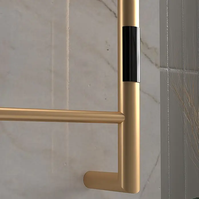 Rointe Radiador toallero eléctrico Sublime - An x Al: 50 x 81 cm, Latón - Toallero eléctrico de latón satinado con panel de control negro integrado.