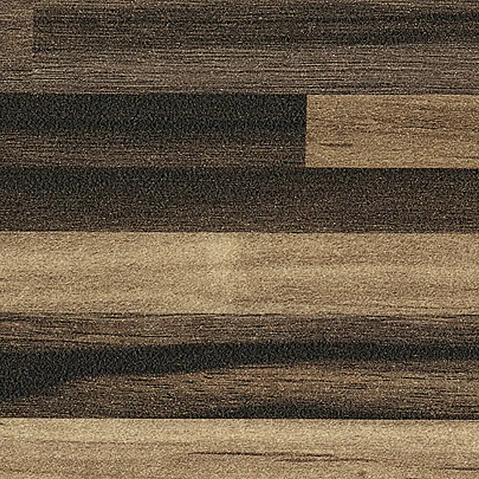 Resopal Basic Encimera de cocina al corte - Bluster Block, Espesor: 3,8 cm, Ancho: 60 cm - Detalle de una alfombra con un patrón de rayas horizontales en varios tonos de marrón, ideal para un ambiente acogedor.