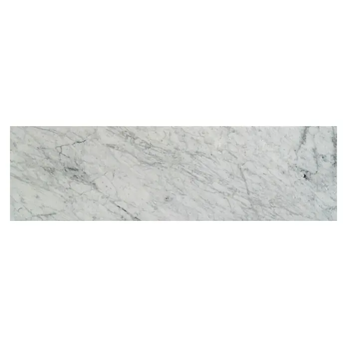 Fensterbank Bianco Carrara - 88 x 20 x 2 cm, Hellgrau, Naturstein - Nahaufnahme einer eleganten Marmorplatte mit feiner Maserung in Grau- und Weißtönen. Ideal für stilvolle Innenarchitektur.