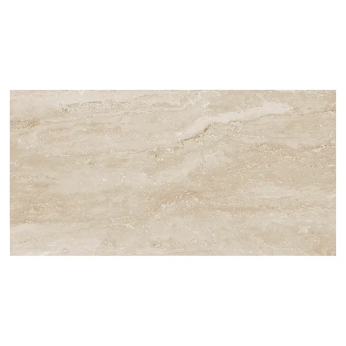 Feinsteinzeugfliese Trenova - 120 x 60 cm, Crema, Matt - Beige Natursteinfliese mit horizontaler Maserung.