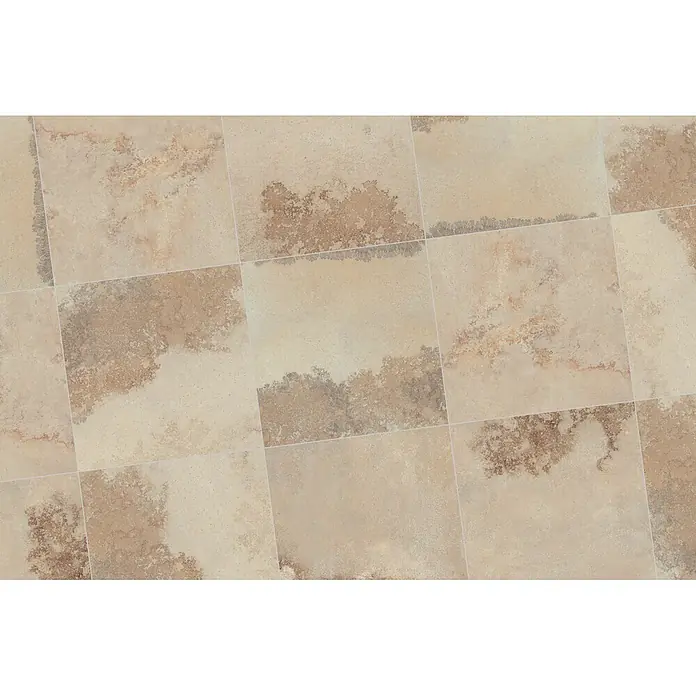 Feinsteinzeugfliese Solterra - 60 x 60 cm, Beige, Matt - Beige-braune Keramik-Bodenfliesen mit Steinmuster, in einem Raster verlegt.