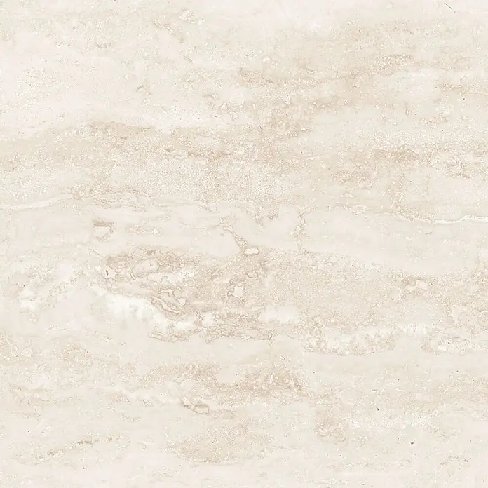 Feinsteinzeugfliese Trenova - 120 x 60 cm, Crema, Glänzend - Helle beige Natursteinstruktur mit horizontaler Maserung.