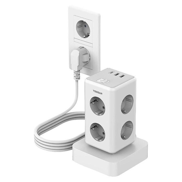 Napajalni razdelilnik 6xAC 8xUSB-A USB-C  (Dolžina kabla: 2 m) | Podaljševalni kabli | Elektro oprema | Elektro in svetila | Izdelki | BAUHAUS