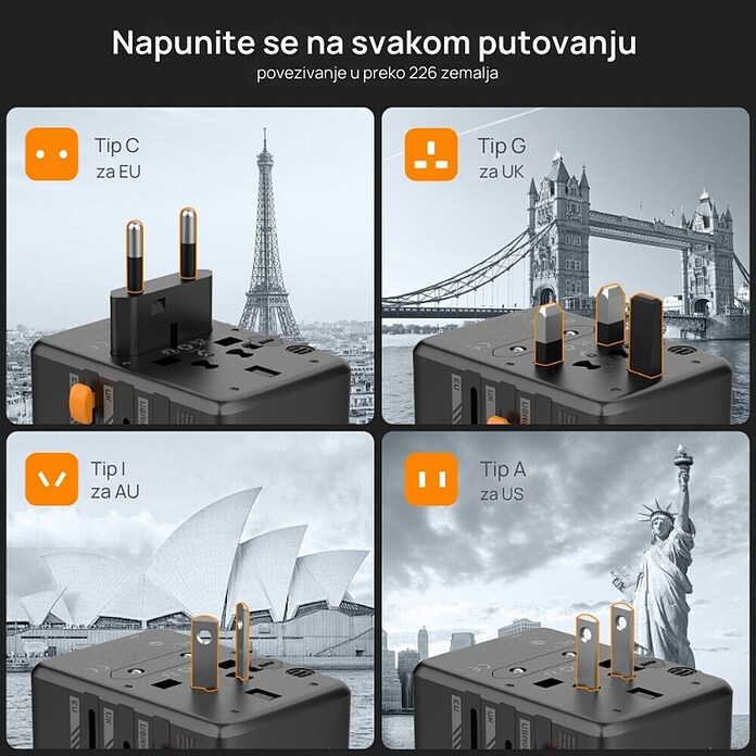 Potovalni adapter za vtičnice  () | 3238 - Reisestecker | CBDD - Zwischenstecker | CBD - Verlängerungen, Tischsteckdosen, Kabelt | CB - Elektroinstallation | C - Elektro | BAUHAUS