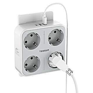 Vtičnica z USB 4xAC, 2xUSB-A, USB-C (S stikalom)
