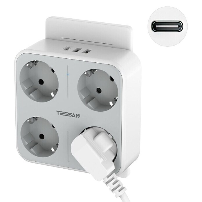 Vtičnica z USB 4xAC, 2xUSB-A, USB-C  (S stikalom) | 3330 - Stecker innen | CBGA - Stecker/Kupplungen | CBG - Stecker, Kupplungen Lampenfassungen | CB - Elektroinstallation | C - Elektro | BAUHAUS