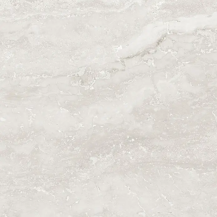Feinsteinzeugfliese Trenova - 120 x 60 cm, Grigio, Glänzend - Hellgraue Natursteinfliese mit subtiler horizontaler Maserung und texturierter Oberfläche.