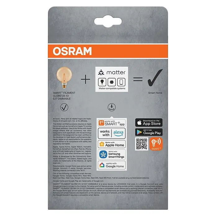 Osram Smart+ LED-Lampe WiFi - E27, Dimmbar, Warmweiß, 680 lm, 6 W, 1 Stk. - Rückansicht