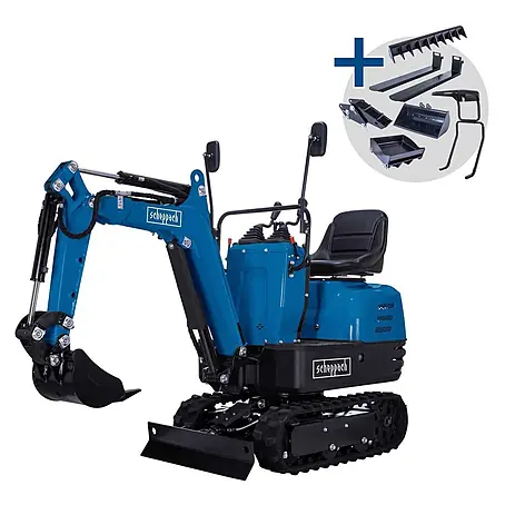 Scheppach  Minibagger EXC815 inkl. XXL Zubehör-Set