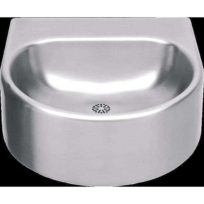 KWC Waschbecken KWC - Ohne Überlauf, Chromnickelstahl - Wandhängendes Edelstahlwaschbecken mit dekorativem Abflussgitter.