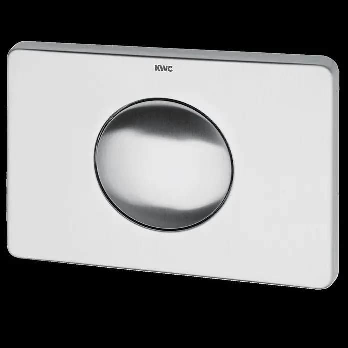 KWC Waschbecken KWC -  - Gebürstete Metall-KWC-Toilettenspülplatte mit ovalem Druckknopf. Modernes und elegantes Design.