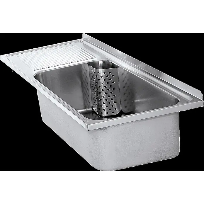 KWC AR Mehrzweckbecken, SIRIUS, Edelstahl,  1100x357x550 mm, Tropfteil links -  - Edelstahl Einbauspüle mit integriertem Abtropfbereich und perforiertem Utensilienhalter.