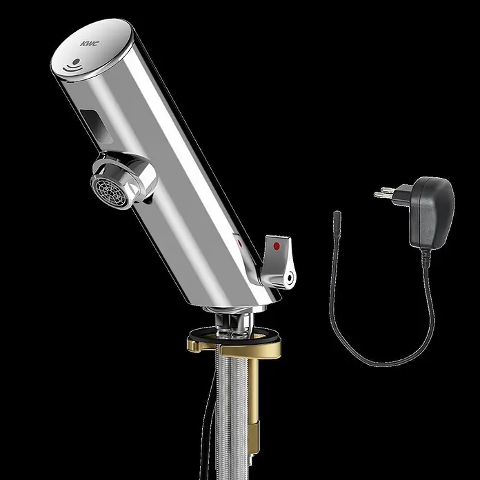 KWC Waschbecken KWC -  - Verchromte KWC Sensorarmatur mit integriertem Strahlregler und Netzteil.