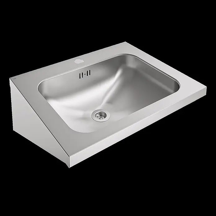 KWC Waschbecken KWC - Hahnloch: Mitte, Mit Überlauf - Edelstahl-Einzelspülbecken mit Ablauf und Hahnloch.