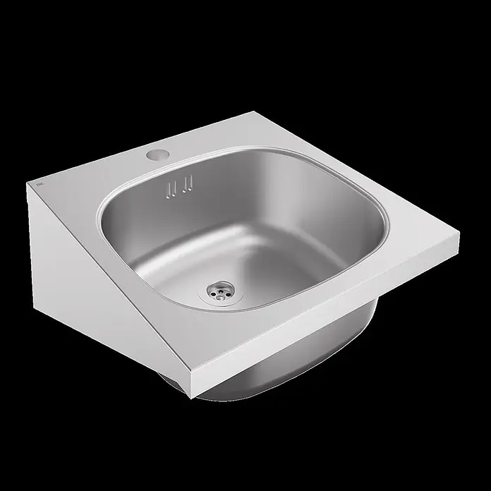 KWC Waschbecken KWC - Mit Überlauf - Edelstahl-Spüle mit Einzelbecken, vorgebohrtem Hahnloch und Überlauf.