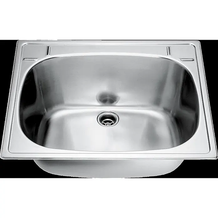 KWC Waschbecken KWC - Edelstahl - Einzelnes Spülbecken aus Edelstahl mit mittigem Ablauf.