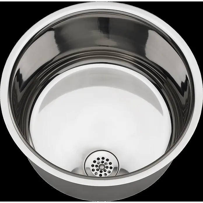KWC Waschbecken KWC - Edelstahl - Runde Edelstahlspüle mit polierter Oberfläche und zentralem Abfluss.