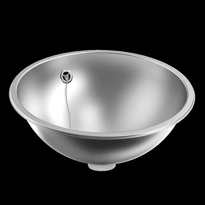 KWC Waschbecken KWC -  - Silberne Edelstahlspülbecken mit Stöpsel und Kette.