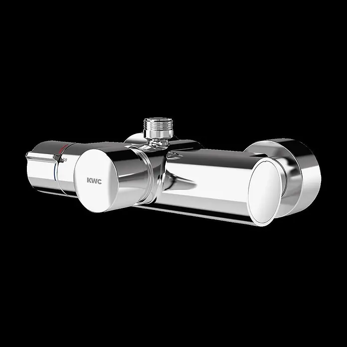 KWC Waschbecken KWC -  - Verchromter Duschthermostat mit KWC-Logo, Temperatur- und Mengenregelung.