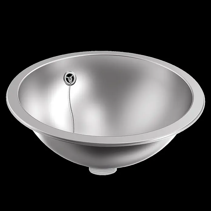KWC Waschbecken KWC - Edelstahl - Ovales Einbauspülbecken aus Edelstahl mit metallic-silbernem Finish, inklusive Abflussstopfen und Kette.