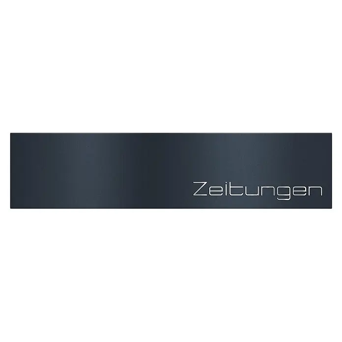 Metzler Zeitungsbox BK 212 - Anthrazit - Dunkelblau-graues Paneel mit "Zeitungen" in silberner Metallschrift.
