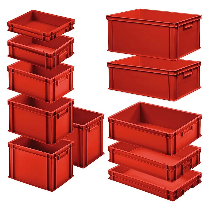 BRB Euroboxen-Set - L x B x H: 40 x 30 x 7,5 cm, rot, 11 Stk.
