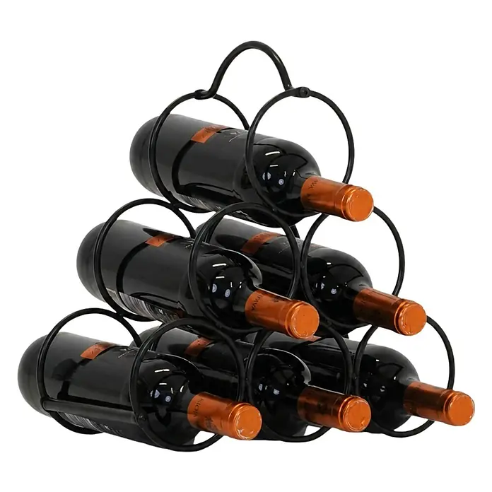 Berlinlodge Flaschenregal Weinregal Mosel & Griff HxBxT 28x31,5x16 cm 6 Flaschen Schwarz - Metall, Anzahl Böden: 3 Stk. - Schwarzes Weinregal aus Metall in Pyramidenform für 6 Flaschen.