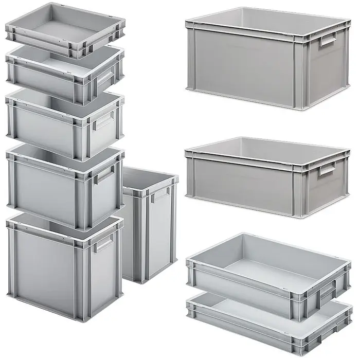 BRB Euroboxen-Set - L x B x H: 40 x 30 x 7,5 cm, grau, 10 Stk.