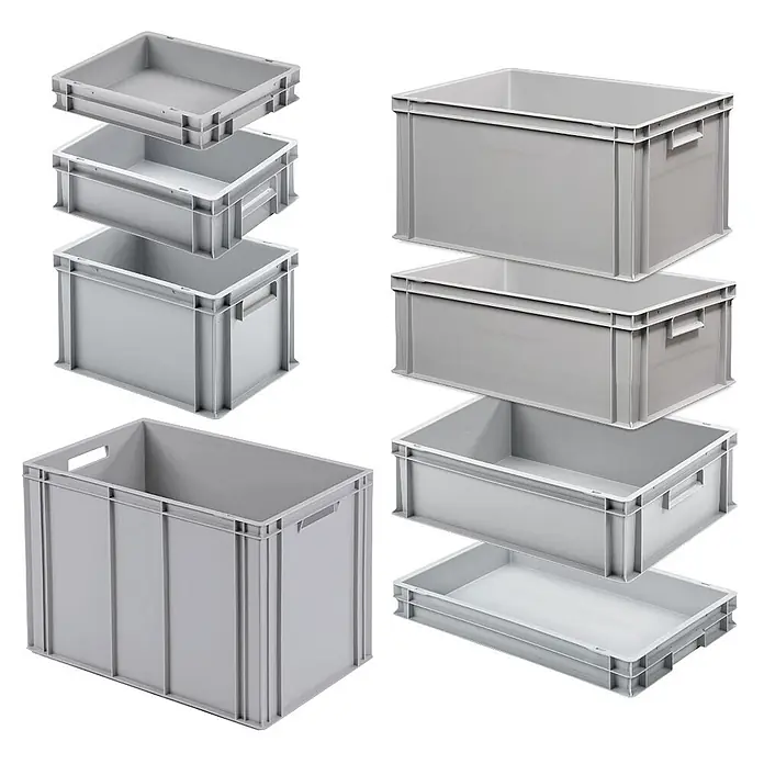 BRB Euroboxen-Set - L x B x H: 40 x 30 x 7,5 cm, grau, 8 Stk.