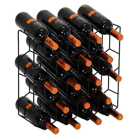 Berlinlodge  Flaschenregal Weinregal Mosel HxBxT 41,2x44x14 cm 18 Flaschen Metall Schwarz