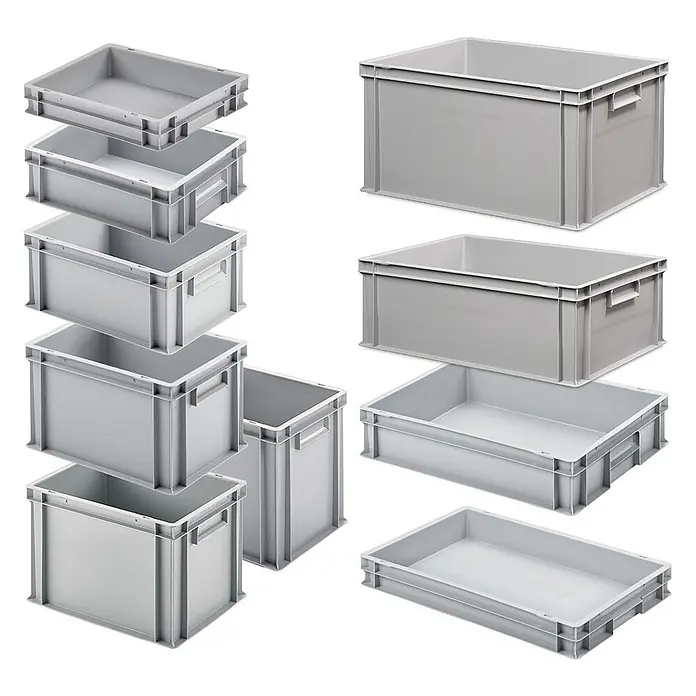 BRB Euroboxen-Set - L x B x H: 40 x 30 x 7,5 cm, grau, 10 Stk.