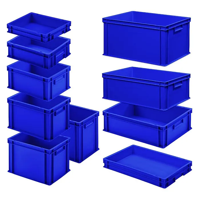 BRB Euroboxen-Set - L x B x H: 40 x 30 x 7,5 cm, blau, 10 Stk.