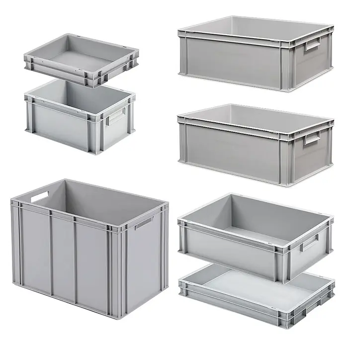 BRB Euroboxen-Set - L x B x H: 40 x 30 x 7,5 cm, grau, 7 Stk.