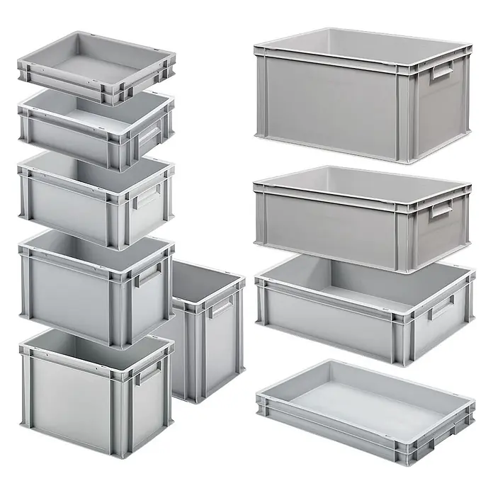 BRB Euroboxen-Set - L x B x H: 40 x 30 x 7,5 cm, grau, 10 Stk.