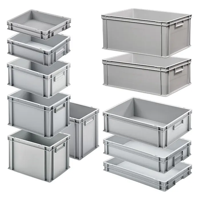BRB Euroboxen-Set - L x B x H: 40 x 30 x 7,5 cm, grau, 11 Stk.
