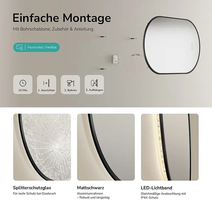 Emke Lichtspiegel Glowrim LM37 - 90 x 50 cm