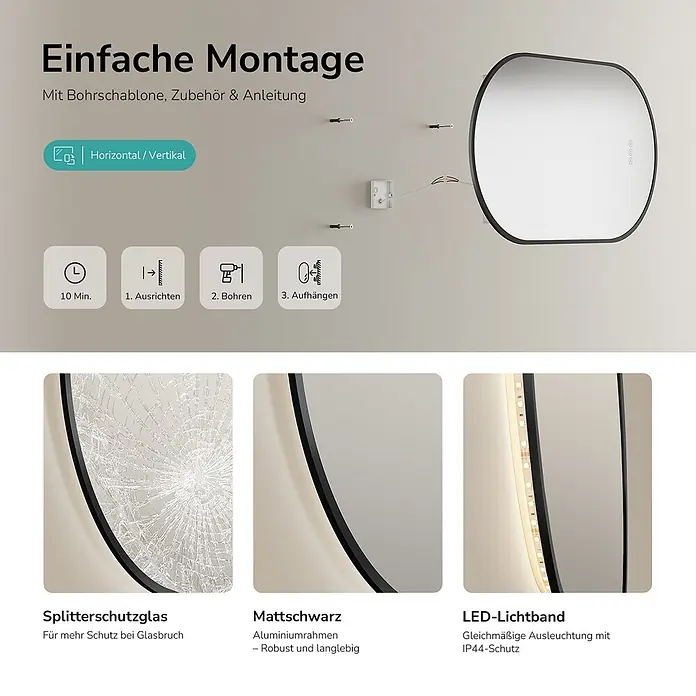 Emke Lichtspiegel Glowrim LM37 - 75 x 45 cm