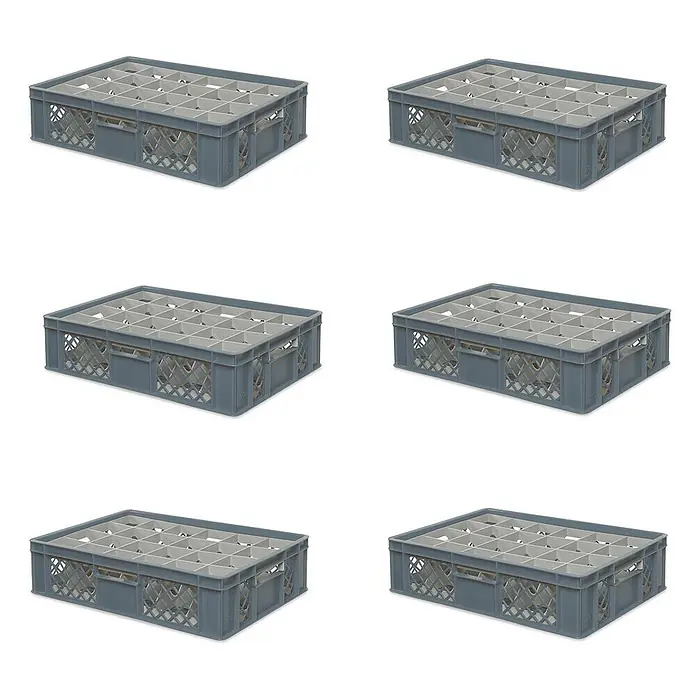 BRB Euroboxen-Set - L x B x H: 60 x 40 x 15 cm, Kunststoff, grau