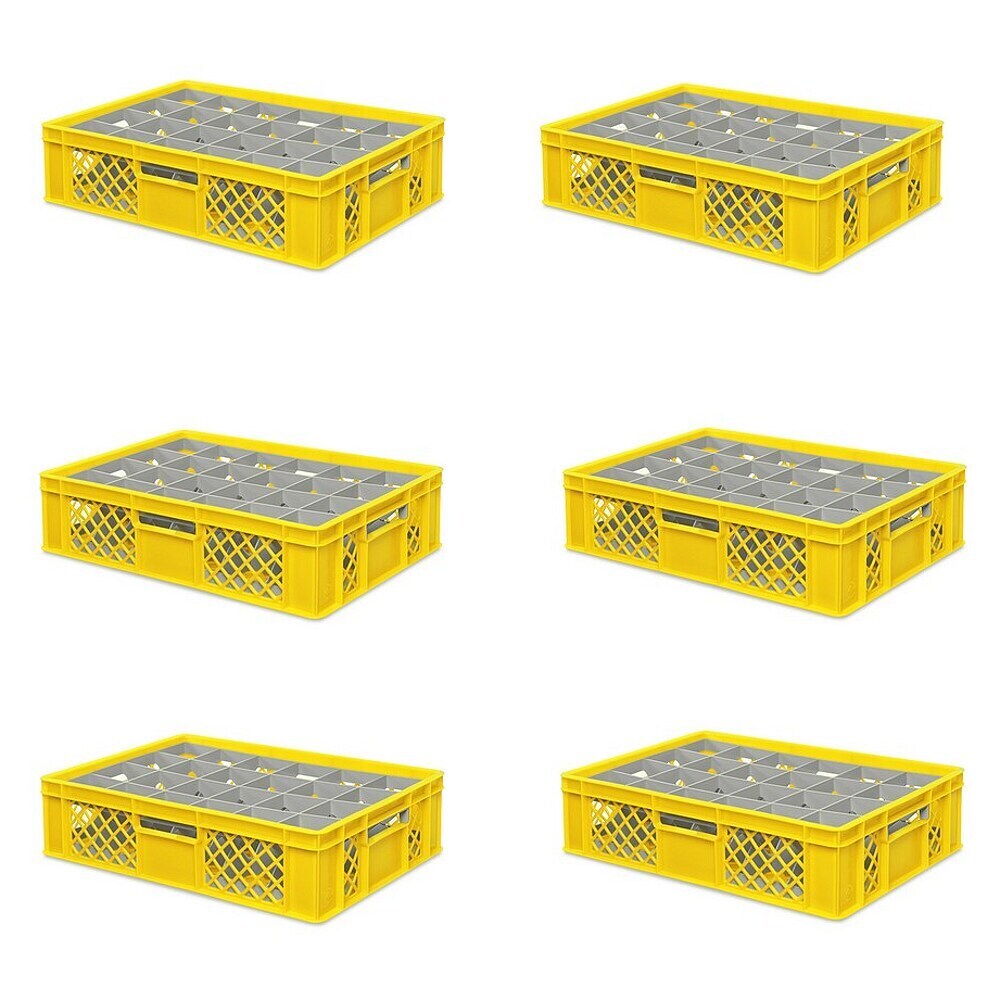 BRB 6x Gläserkiste 600x400 mm 24 Gläser bis 122 mm Höhe/Durchmesser 87 mm, gelb online kaufen bei BAUHAUS