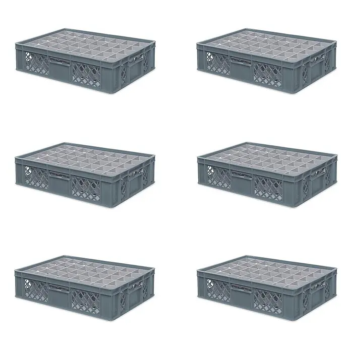 BRB Euroboxen-Set - L x B x H: 60 x 40 x 15 cm, Kunststoff, grau