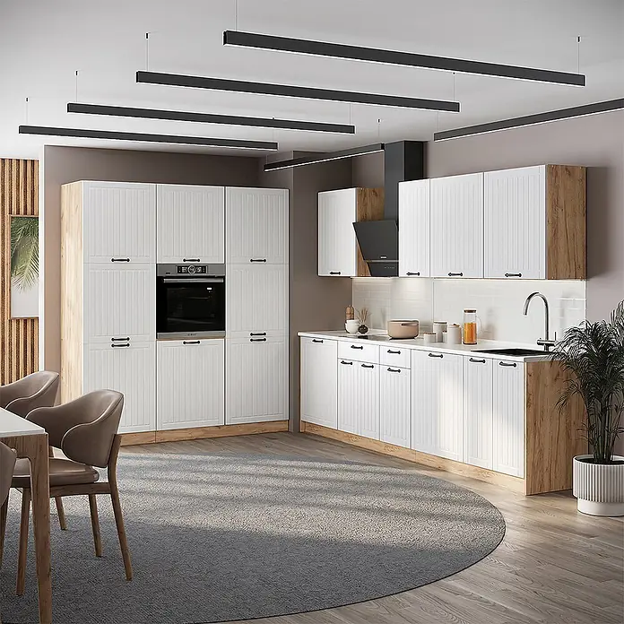 Vicco Küchenzeile - Weiß Landhaus, Ohne Elektrogeräte