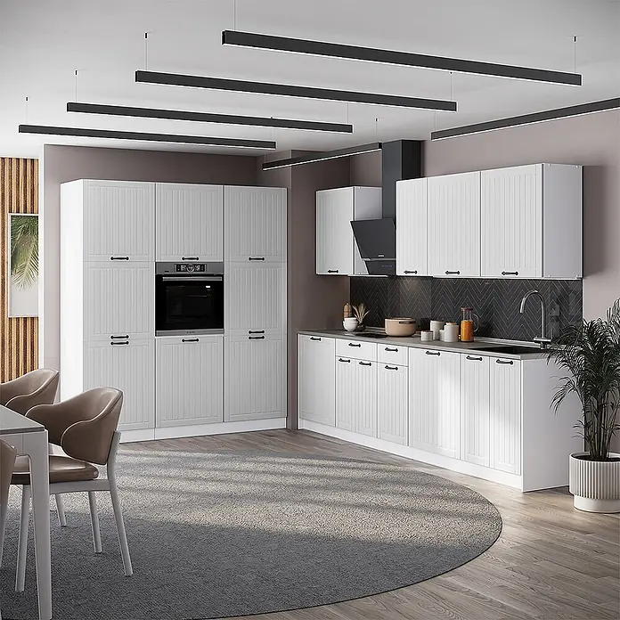Vicco Küchenzeile - Weiß Landhaus, Ohne Elektrogeräte