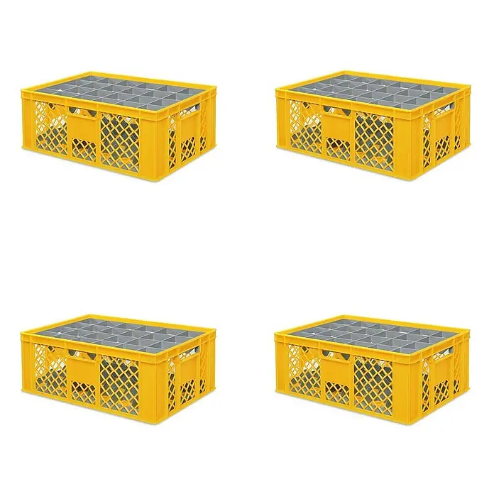 BRB Euroboxen-Set - L x B x H: 60 x 40 x 24 cm, Kunststoff, gelb