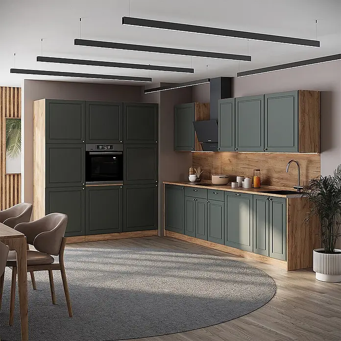 Vicco Küchenzeile - Grün-Gold Landhaus, Ohne Elektrogeräte